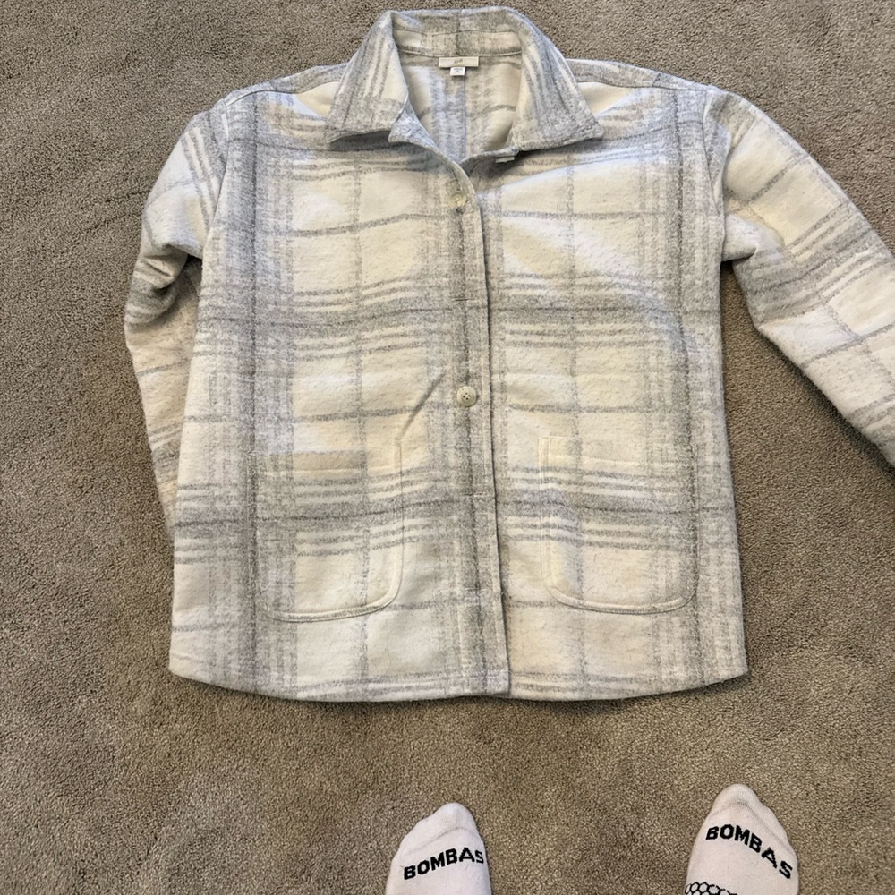 J. Jill Gray Plaid Utility Jacket